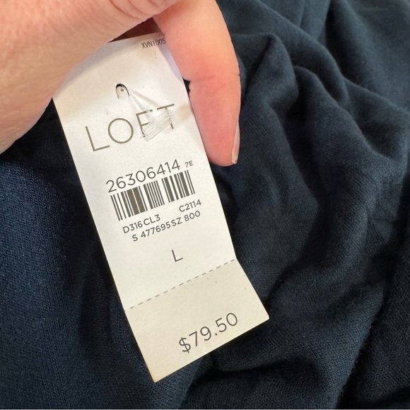 LOFT NWT Blue Cowl Neck Long Sleeve Swing Dress - Picture 6 of 7